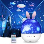 Veilleuse projecteur pour enfants, dimmable star projecteur avec 6 films, 360� rotation b�b� led bo�te ...