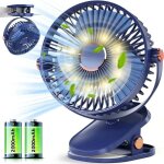 Ventilateur d'air petit de table avec led, xu, 4000mah rechargeable pince, electrique bureau silencieux, ...