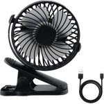 Ventilateur � clipper silencieux, usb rechargeable 360� de bureausilencieux ventilateur clip pour poussette ...