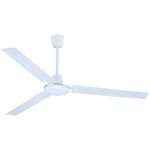 Ventilateur de plafond 55w 3 pales en me'tal 5 vitesses 140 cm avec interrupteur mural