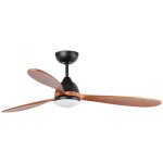Faro barcelona - faro poros grand ventilateur de plafond  3 pales, noir mat, noyer, avec clairage 2700 ...