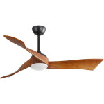 Ventilateur de plafond avec �clairage led, 6 vitesses r�glables, t�l�commande incluse, couleur noyer