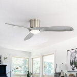 Ventilateur de plafond avec �clairage et t�l�commande, gris, 132 cm, 3 pales abs