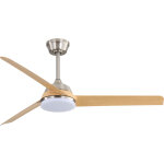 Ventilateur de plafond avec �clairage tricolore 22 w, t�l�commande, moteur cc r�versible, finition nickel ...