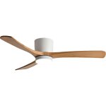 Ventilateur plafond led 18w - 3cct - blanc & bois - t�l�commande