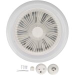 Ventilateur de plafond led 9, 8 pouces silencieux  3 vitesses avec lampe e27 pour salon 86265 v blanc ...