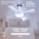 Ventilateur plafond avec lumiere et telecommande, minuterie, douille e27 / e26 led lampe ventilateur ...