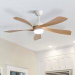 Ventilateur de plafond moderne sofucor 132 cm, intrieur / extrieur, avec clairage et tlcommande, ...