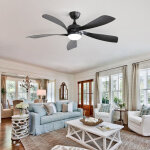 Ventilateur de plafond moderne sofucor 132 cm, int�rieur / ext�rieur, avec �clairage et t�l�commande, ...