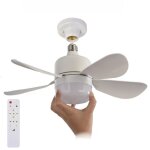 Ventilateur de plafond moderne avec t�l�commande � m�moire de forme, variateur � 3 vitesses et 5 pales, ...
