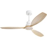 Ventilateur de plafond  profil bas avec lame en bois massif de 52 pouces, sans lumire, tlcommande ...