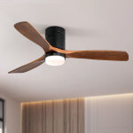 Ventilateur de plafond silencieux avec �clairage, pales en bois, moteur r�versible silencieux et t�l�commande, ...
