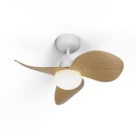 Ventilateur de plafond snapfan led 6, 5 w �86 cm blanc ? pales effet bois clair, moteur dc silencieux ...