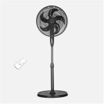 Ventilateur sur pied verdel noir, 3 vitesses, 50 w, 5 pales, fixe / rotatif, avec t�l�commande et minuterie, ...