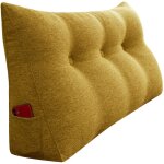 Coussin de lecture triangulaire 100cm en lin jaune ? soutien dorsal pour lit et canap� ? housse lavable ...
