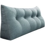 Coussin de lecture triangulaire 140 cm ? housse en lin et polyester ? rembourrage en fibres r�silientes ...