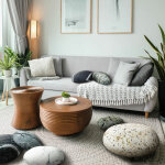 Gros coussin de sol cratif, pouf pour salon terrasse dcoration, coussin 3d imitation pierre, coussin ...