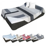 Vritable fouta tunisienne xxl 2m x 3m tissage  plat 100% coton 380g - gris et beige - vivezen