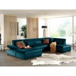 Lisa design - vermont - canapé panoramique d'angle droit - 7 places - xxl - en velours - bleu canard Lisa design - vermont - canapé panoramique d'angle droit - 7 places - xxl - en velours - bleu canard