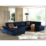 Lisa design - vermont - canapé panoramique d'angle droit - 7 places - xxl - en velours - bleu nuit Lisa design - vermont - canapé panoramique d'angle droit - 7 places - xxl - en velours - bleu nuit