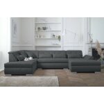Lisa design - vermont - canap panoramique d'angle gauche - 7 places - xxl - gris fonc