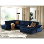 Lisa design - vermont - canapé panoramique d'angle gauche - 7 places - xxl - en velours - bleu nuit Lisa design - vermont - canapé panoramique d'angle gauche - 7 places - xxl - en velours - bleu nuit