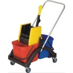 Vermop kit chariot de nettoyage seau 2x17l presse / manche / support / 5 serpillires - 614392n12