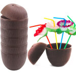 Verre � cocktail en plastique style noix de coco pour f�te hawa�enne, 56g