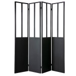 Miliboo - verri�re atelier paravent industriel en m�tal noir et verre 4 vantaux l160 cm rack