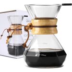 Verser over cafeti�re avec filtre en acier inoxydable r�utilisable, carafe � caf� en verre borosilicat�, ...