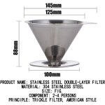 Verser sur le filtre  caf, en acier inoxydable verser sur le caf dripper entonnoir brew drip tea metal ...