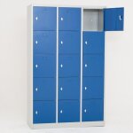 [jamais utilise] vestiaire 15 casiers monobloc fermeture par cadenas 190x119x45mm gris / bleu - nt - ...