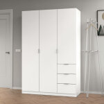 Dmora - vestiaire fullerton, armoire de chambre  3 portes et 3 tiroirs, armoire avec 3 tagres et barre ...