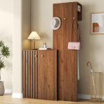 Vestiaire d'entr�e 115 x 38, 5 x 191, 5 cm avec meuble � chaussures et penderie, noyer, en mdf