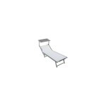 Lit pliant en aluminium lourd avec parasol en tissu texilène blanc - cm. 61x184x38 / 100h. avec vis en ... Lit pliant en aluminium lourd avec parasol en tissu texilène blanc - cm. 61x184x38 / 100h. avec vis en ...