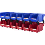 Vevor bac a bec plastique 12 boites rangement empilables atelier 276x139x128 mm bleu / rouge combinaison ...