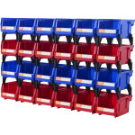 Vevor bac a bec plastique 24 boites rangement empilables atelier 137x105x78 mm bleu / rouge combinaison ...