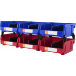 Vevor bac a bec plastique 6 boites rangement empilables atelier 276x279x128 mm bleu / rouge combinaison ...