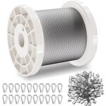 Vevor cable acier inoxydable, 1, 59 mm x 100, 6 m, cable metallique inox 304 tresse 7x7 qualite aeronautique ...
