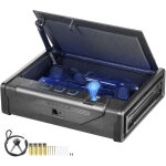 Vevor coffre - fort de pistolet en acier coffre - fort biometrique pour 2 pistolets 3 moyens de deverrouillage ...