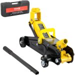 Cric rouleur 1, 5 tonne, cric de plancher hydraulique a profil bas, hauteur de levage 120 - 307 mm, pompe ...