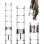 Vevor echelle telescopique, 5030 mm, escabeau extensible en acier inoxydable, capacite de charge 150 ...