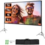 Vevor ecran de projection sur pied portable 150 pouces 16:9 hd toile de projection double face anti - ...