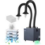 Extracteur de fumee de soudure, 275 w, absorbeur de fumee de soudage sans balais 2 tuyaux, aspiration ...