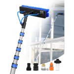 Vevor kit perche telescopique nettoyage panneaux solaires extensible a 11 m, avec tete de brosse pp rotative ...