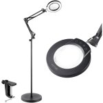 Lampe loupe sur pied, loupe de lecture 5x avec eclairage, reglable en hauteur, bras flexible, led 3 - ...