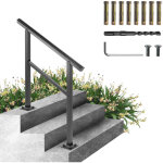 Vevor main courante escalier 91x89, 5 cm rampe aluminium reglable 0 - 30� rambarde 2 - 3 marches garde ...
