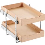 Vevor organiseur dearmoire coulissant a 2 niveaux, tiroir coulissant cuisine reglable en bois, 315 x ...