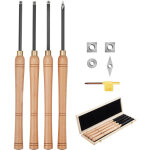 Vevor outils tournage pour tour a bois, 4 pcs, ciseaux a bois avec fraises en carbure ronds et carres ...