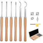 Vevor outils tournage pour tour a bois, 6 pcs, ciseaux a bois avec fraises en carbure ronds et carres ...
